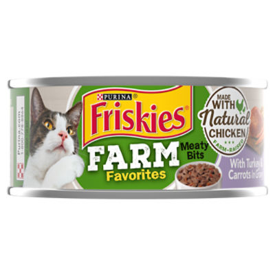 Purina Friskies Gravy Wet Cat Food, Farm Favorites Meaty Bits With Turkey - 5.5 oz. Pull-Top Can