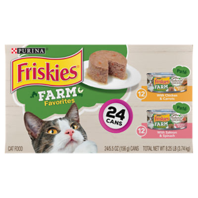 Purina Friskies Farm Favorites Wet Cat Food Pate and Meaty Bits Variety Pack with Poultry and Seafood - (24) 5.5 oz. Cans