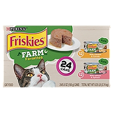 Purina Friskies Farm Favorites Wet Cat Food Pate and Meaty Bits Variety Pack with Poultry and Seafood - (24) 5.5 oz. Cans