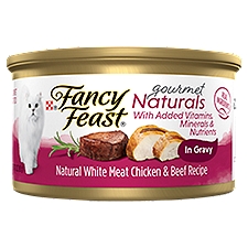 Purina Fancy Feast Natural White Meat Chicken & Beef Recipe in Gravy Gourmet Cat Food, 3 oz