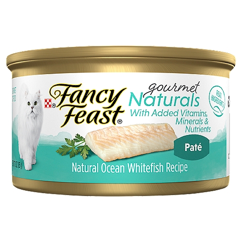 Fancy Feast Gourmet Naturals Natural Ocean Whitefish Recipe Paté Gourmet Cat Food, 3 oz