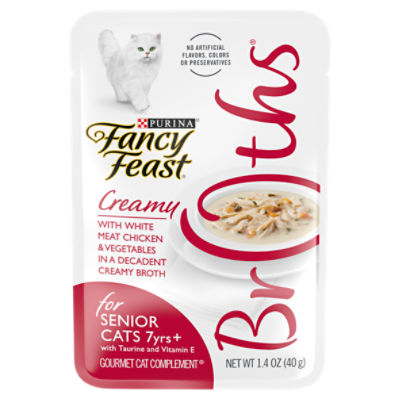Purina Fancy Feast High Protein Senior Wet Cat Food Complement, Broths With Chicken - 1.4 oz. Pouch