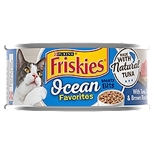 Friskies Ocean Favorites Meaty Bits with Tuna, Crab & Brown Rice in Sauce, Cat Food, 5.5 Ounce