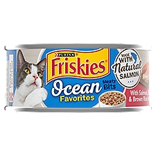 Friskies Ocean Favorites Meaty Bits with Salmon Shrimp & Brown Rice, Cat Food, 5.5 Ounce