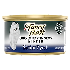 Purina Fancy Feast High Protein Gravy Wet Cat Food, Chicken Feast Minced Senior 7+ - 3 oz. Can, 3 Ounce