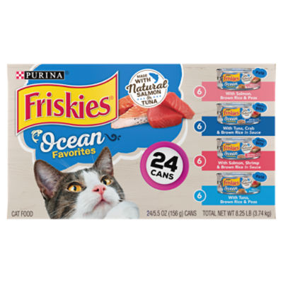 Purina Friskies Ocean Favorites Wet Cat Food Pate and Meaty Bits Variety Pack - (24) 5.5 oz. Cans