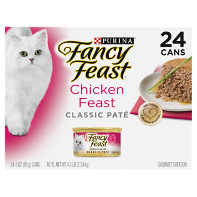 Purina Fancy Feast Grain Free Pate Wet Cat Food, Classic Pate Chicken Feast - (24) 3 oz. Pull-Top Cans