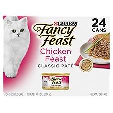 Purina Fancy Feast Grain Free Wet Cat Food, Classic Pate Chicken Feast - (24) 3 oz. Pull-Top Cans