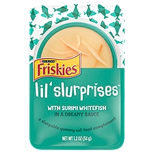 Purina Friskies Cat Food Complement, Lil' Slurprises With Surimi Whitefish - 1.2 oz. Pouch, 1.2 Ounce
