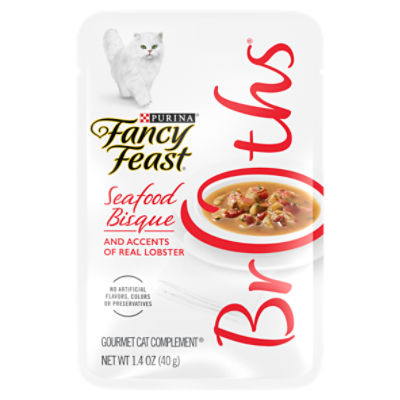 Purina Fancy Feast Broths Seafood Bisque and Accents of Real Lobster Gourmet Cat Complement, 1.4 oz