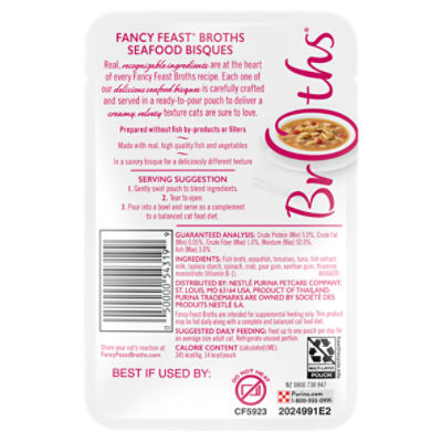 Purina Fancy Feast Broths Seafood Bisque and Accents of Real Crab