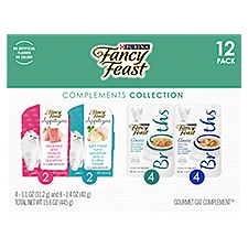 Purina Fancy Feast Grain Free Wet Cat Food Complement Variety Pack, Appetizers & Broths - 12 ct. Box
