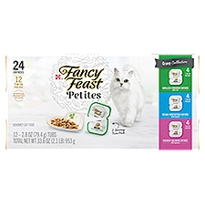 Purina Fancy Feast Gourmet Wet Cat Food Variety Pack, Petites Gravy Collection, break-apart tubs, 24 servings - (12) 2.8 oz. Tubs
