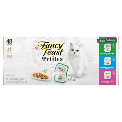 Purina Fancy Feast Gourmet Wet Cat Food Variety Pack, Petites Gravy Collection, break-apart tubs, 48 servings - (24) 2.8 oz. Tubs