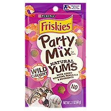 Purina Friskies Party Mix Cat Treats, Natural Yums With Wild Shrimp - 2.1 oz. Pouch