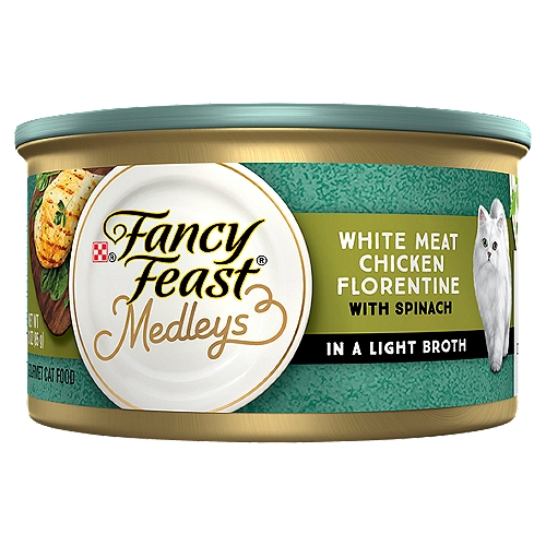 Purina Fancy Feast Gravy Wet Cat Food, Medleys Chicken Florentine With Garden Greens - 3 oz. Can
