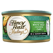 Fancy Feast Medleys Shredded White Meat Chicken Fare Gourmet Cat Food, 3 oz