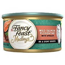 Purina Fancy Feast Wet Cat Food, Medleys Salmon Florentine With Greens in Delicate Sauce - 3 oz. Can, 3 Ounce