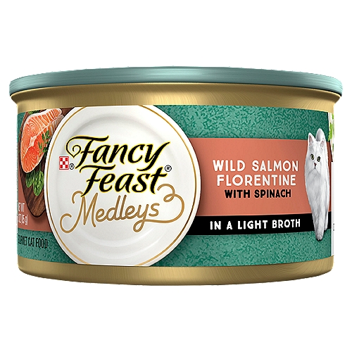 Purina Fancy Feast Wet Cat Food, Medleys Salmon Florentine With Greens in Delicate Sauce - 3 oz. Can
