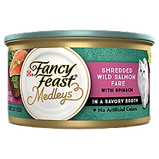 Purina Fancy Feast Wet Cat Food, Medleys Salmon Fare With Spinach in a Savory Cat Food Broth-3oz Can