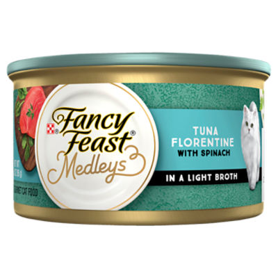 Purina Fancy Feast Wet Cat Food, Medleys Tuna Florentine With Greens in a Delicate Sauce - 3 oz. Can