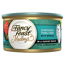 Purina Fancy Feast Cat Food Medleys Tuna Fare Wet Cat Food with Spinach in a Cat Food Broth-3oz. Can