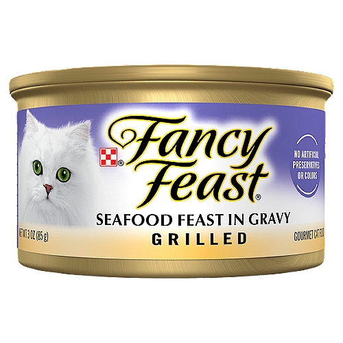 Fancy Feast Grilled Wet Cat Food Seafood Feast in Wet Cat Food Gravy - 3 oz. Can