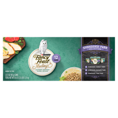 Purina Fancy Feast Wet Cat Food Variety Pack, Medleys Shredded Fare Collection - (12) 3 oz. Cans