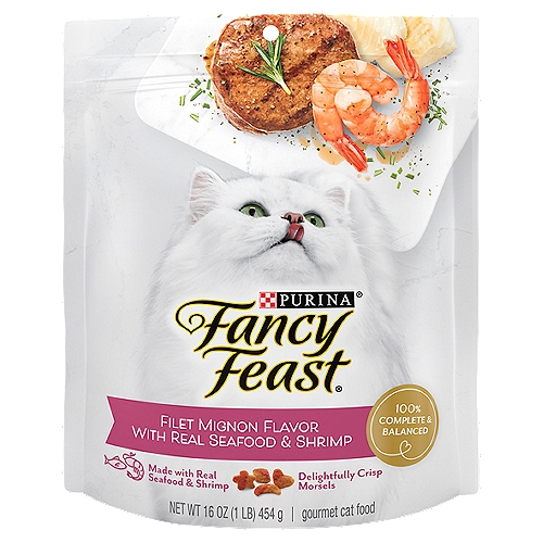 Purina Fancy Feast Filet Mignon Flavor with Real Seafood & Shrimp Gourmet Cat Food, 16 oz