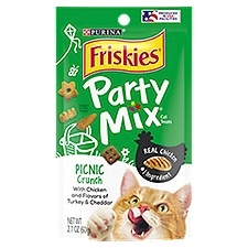 Purina Friskies Made in USA Facilities Cat Treats, Party Mix Picnic Crunch - 2.1 oz. Pouch, 2.1 Ounce