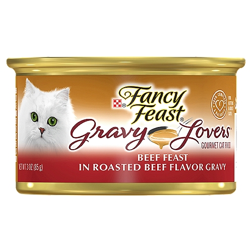 Fancy Feast Gravy Lovers Beef Feast in Roasted Beef Flavor Gravy Gourmet Cat Food, 3 oz
Fancy Feast Gravy Lovers Beef Feast in Roasted Beef Flavor Gravy is formulated to meet the nutritional levels established by the AAFCO Cat Food Nutrient Profiles for growth of kittens and maintenance of adult cats.
