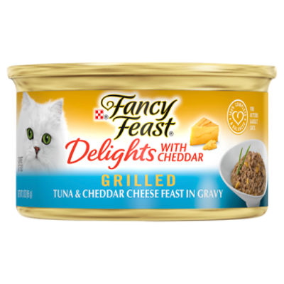 Purina Fancy Feast Grilled Gravy Wet Cat Food, Delights Tuna & Cheddar Cheese Feast - 3 oz. Can