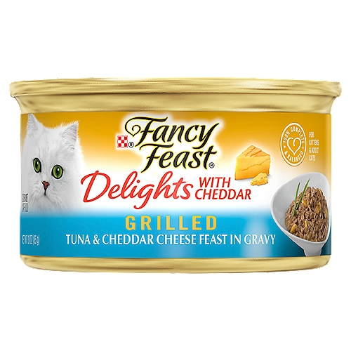 Purina Fancy Feast Grilled Gravy Wet Cat Food, Delights Tuna & Cheddar Cheese Feast - 3 oz. Can