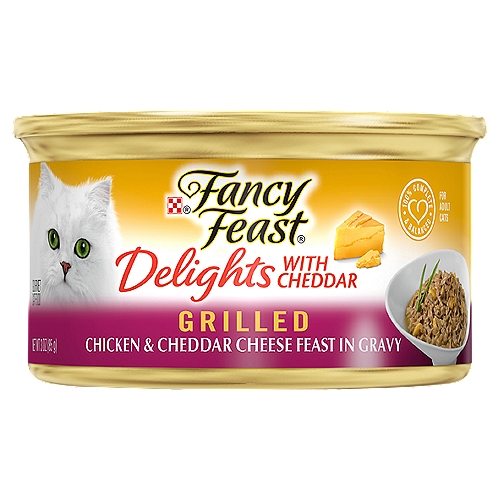 Purina Fancy Feast Grilled Gravy Wet Cat Food, Delights Chicken & Cheddar Cheese Feast - 3 oz. Can
