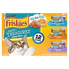 Purina Friskies Tasty Treasures Wet Cat Food Variety Pack 12-5.5 oz. Cans, 65.92 Ounce