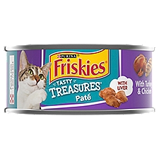 Friskies Tasty Treasures Paté Turkey & Chicken Dinner with Cheese, Cat Food, 5.5 Ounce