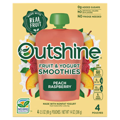 Outshine Peach Strawberry Fruit & Yogurt Smoothies, 3.5 oz, 4 count