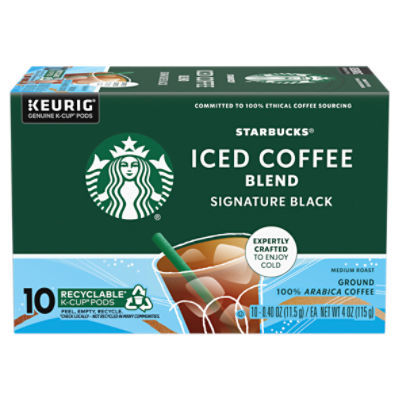 Starbucks Iced Coffee Blend Signature Black Medium Roast Ground Coffee K-Cup Pods, 0.40 oz, 10 count