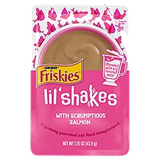 Purina Friskies Pureed Cat Food Topper, Lil' Shakes With Scrumptious Salmon - 1.55 oz. Pouch