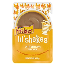 Purina Friskies Pureed Cat Food Topper, Lil' Shakes With Enticing Chicken - 1.55 oz. Pouch