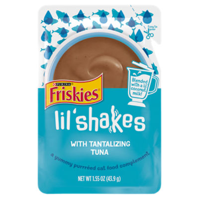 Purina Friskies Wet Pureed Cat Food Topper, Lil' Shakes With Tantalizing Tuna - 1.55 oz. Pouch