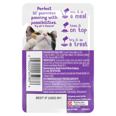 Purina Friskies Wet Pureed Cat Food Topper Lil Shakes With