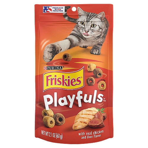 Purina Friskies Playfuls with Real Chicken and Liver Flavor Cat Treats, 2.1 oz