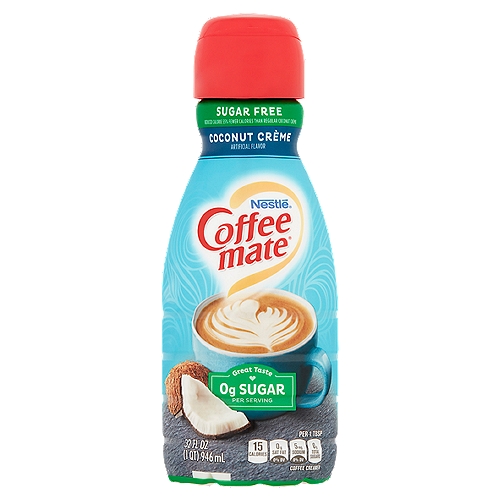 Nestlé Coffee Mate Sugar Free Coconut Crème Coffee Creamer, 32 fl oz
Be Your own Barista
Sweet, decadent coconut is the easy way to put a little Tropical Vacation into every day. And when it's in your coffee, It's a Vacation you can take again and again - no coffee shop required.