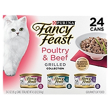 Purina Fancy Feast Wet Cat Food Grilled Poultry & Beef Feast Variety 24-3 oz. Cans, 72 Ounce