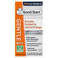 Gerber Good Start Gentle Birth + Everyday Probiotic & Vitamin D Drops, Dietary Supplement, 0.34 Fluid ounce