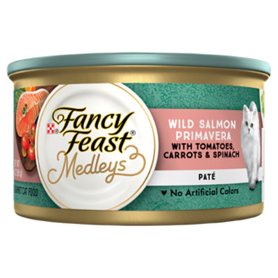 Purina Fancy Feast Pate Wet Cat Food, Medleys Wild Salmon With Garden Veggies & Greens - 3 oz. Can