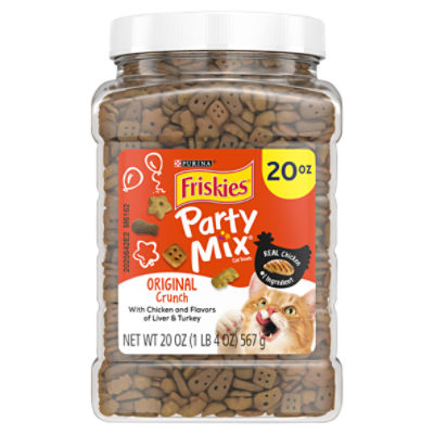 Purina Friskies Made in USA Facilities Cat Treats, Party Mix Original Crunch - 20 oz. Canister