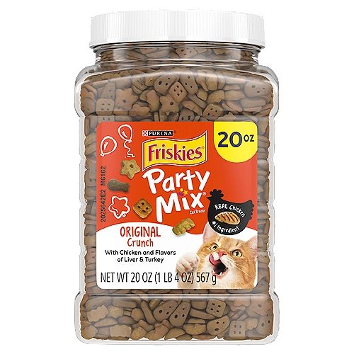 Purina Friskies Made in USA Facilities Cat Treats, Party Mix Original Crunch - 20 oz. Canister
