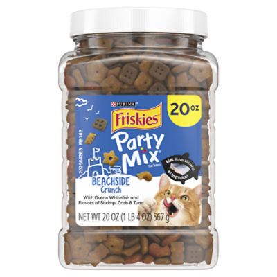 Purina Friskies Made in USA Facilities Cat Treats, Party Mix Beachside Crunch - 20 oz. Canister